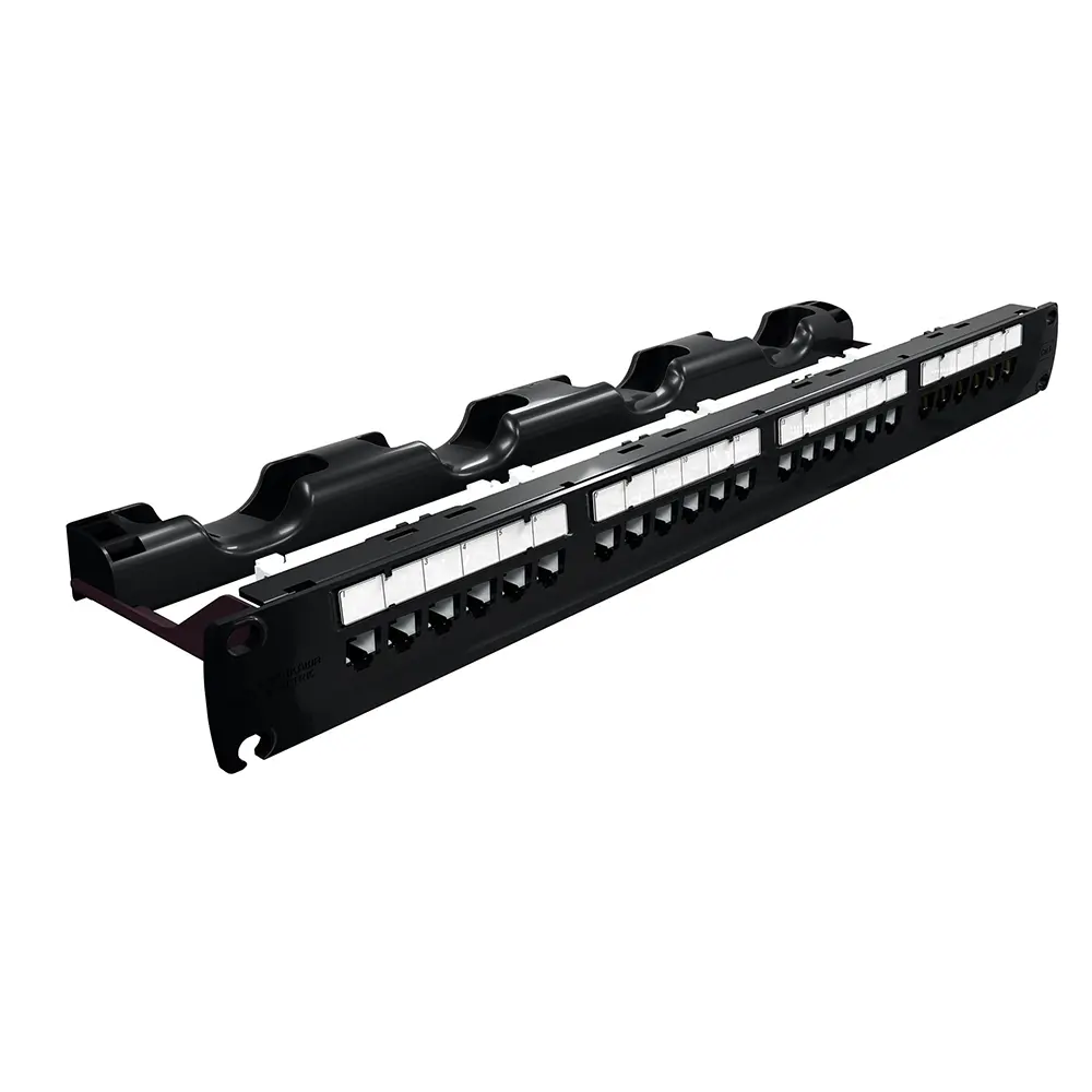 Foto de um patch panel de rede